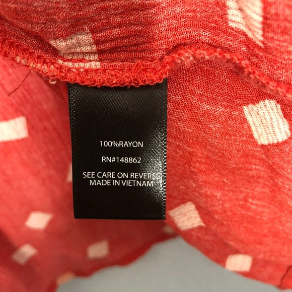 Torrid Cranberry Red Diamond Dots Crinkled Gauze Fit & Flare Top Large Blouse - Picture 4 of 10